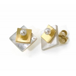 PENDIENTES MADREPERLA ORO 750 MM. - 580004